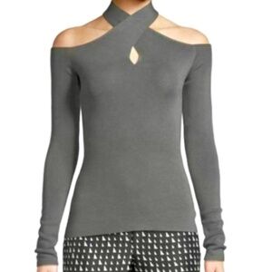 Theory Mock Neck Cold Shoulder Sweater